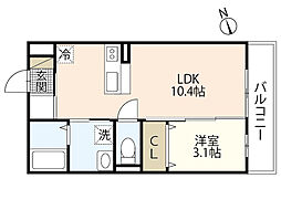 Ks003 1LDKの間取図画像