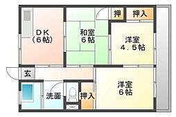 沖田コーポラス 3DKの間取図画像