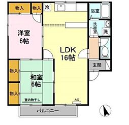 ファミールヒロA 2LDKの間取図画像