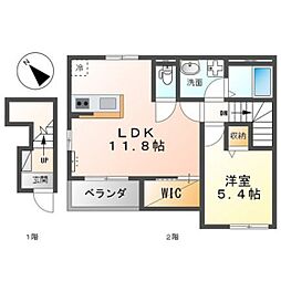 カーム蟹原 1LDKの間取図画像