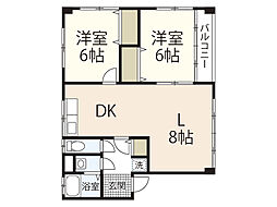 サニーベル牛田 2LDKの間取図画像