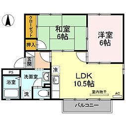 ボービラージュ坂本C 2LDKの間取図画像