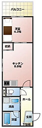(仮称)アクティオ 1DKの間取図画像