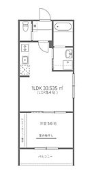 B.I HOUSE五日市 1LDKの間取図画像