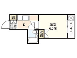 エステート18東雲 1Kの間取図画像