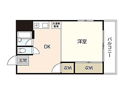 エスパース広電本社前 1DKの間取図画像