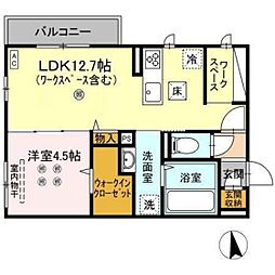 ハムステッドガーデン 1LDKの間取図画像