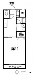 緑館4 1Kの間取図画像