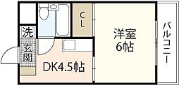 第二山中ビル 1DKの間取図画像