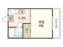 ひだまり荘 1Kの間取図画像