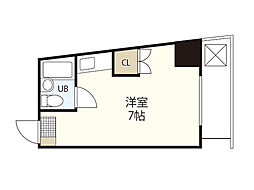 グリーンハイツ河原町 ワンルームの間取図画像