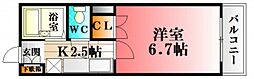 レジデンス山口2 1Kの間取図画像