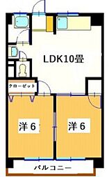 第二今井ビル 2LDKの間取図画像