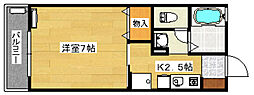 ソレーユ向田 1Kの間取図画像