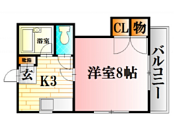 Yビル弐番館 1Kの間取図画像