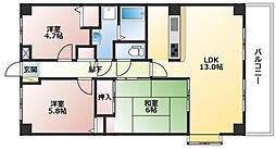 トラストコート千代田 3LDKの間取図画像