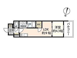 アーバイン比治山 1LDKの間取図画像