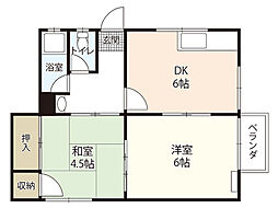 伊田荘 2階2DKの間取り