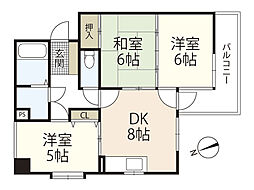 カザルスコート 2階3DKの間取り