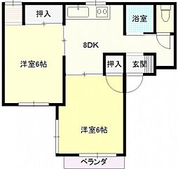 岩田ビル 3階2DKの間取り