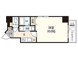プランドール古市 9階1Kの間取り