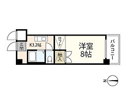 カーサ祇園 1Kの間取図画像