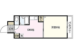 グランドール西旭町 2階1DKの間取り