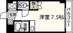 ラポール祇園 2階ワンルームの間取り