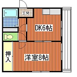 アークハイツ宮田 4階1DKの間取り