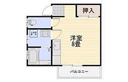 リブレ山本 2階ワンルームの間取り