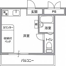 ネットビル4 2階ワンルームの間取り