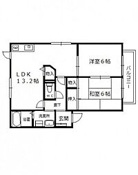 シャーメゾン緑井Ｃ棟 2階2LDKの間取り