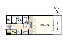 プレディアスタイル観音 4階1Kの間取り