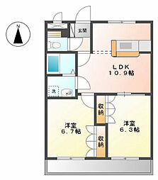 ベルジュ2番館 2LDKの間取図画像