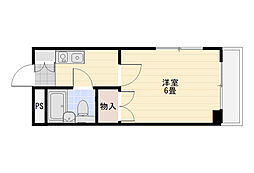 西原マンション 4階1Kの間取り