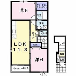 マイネ　ファミーリエ　II 2階2LDKの間取り