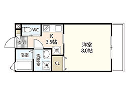 Sakura 1階1Kの間取り