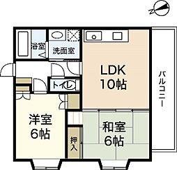 グレイスカワイI 1階2LDKの間取り