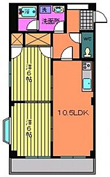 サンリット船本 1階2LDKの間取り