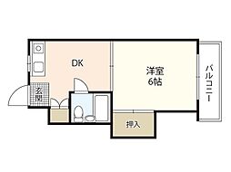 リザハウス西広島 3階1Kの間取り