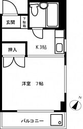高雄ビル 3階1Kの間取り