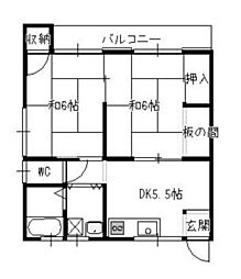 コーポ宮路 2DKの間取図画像