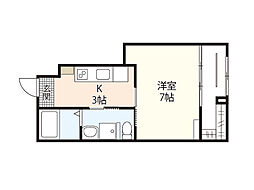 Prive上安 1階1Kの間取り