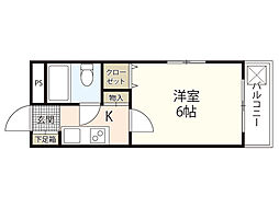 ブランズ弐番館 1Kの間取図画像