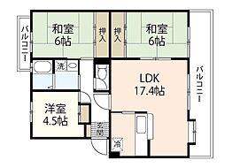 ウイングマンション 4階3LDKの間取り