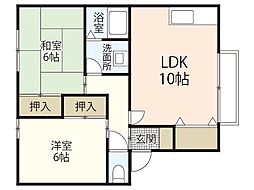 ハイネスＭ　Ａ棟 2階2LDKの間取り
