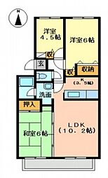 ハイネス楠 1階3LDKの間取り