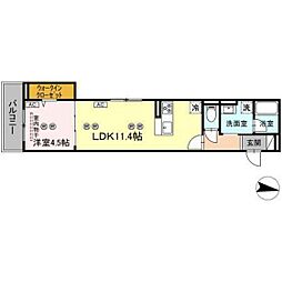 VILLA　HAKUYO 2階1LDKの間取り