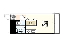ラフィネ天満 3階ワンルームの間取り