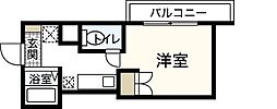 アクアコート廿日市 6階ワンルームの間取り